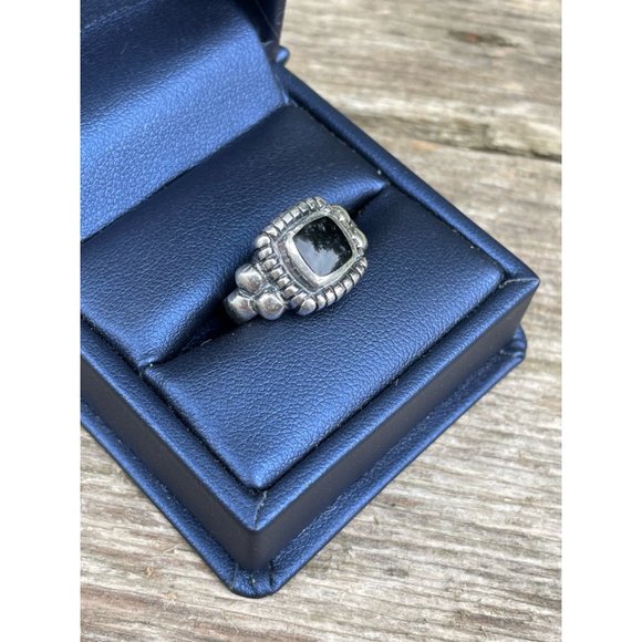 Vintage sterling Silver Onyx Ring Size 5.5 Boho Tribal - Picture 3 of 11